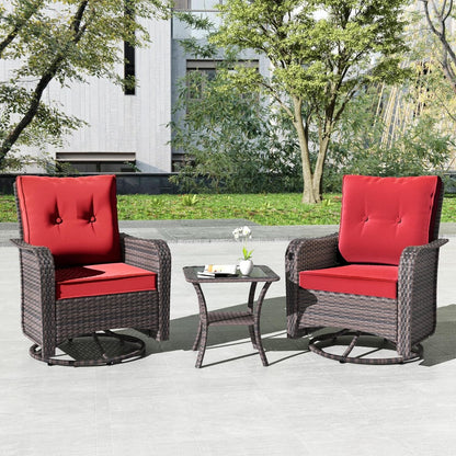 Ensemble de meubles de patio 3 pièces Kullavik, chaises pivotantes à bascule pour l'extérieur