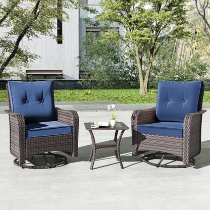 Ensemble de meubles de patio 3 pièces Kullavik, chaises pivotantes à bascule pour l'extérieur