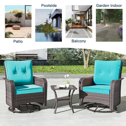 Ensemble de meubles de patio 3 pièces Kullavik, chaises pivotantes à bascule pour l'extérieur