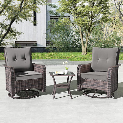 Ensemble de meubles de patio 3 pièces Kullavik, chaises pivotantes à bascule pour l'extérieur