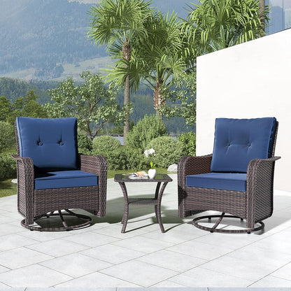 Ensemble de meubles de patio 3 pièces Kullavik, chaises pivotantes à bascule pour l'extérieur