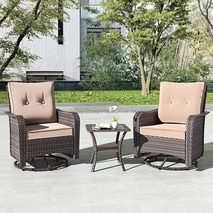 Ensemble de meubles de patio 3 pièces Kullavik, chaises pivotantes à bascule pour l'extérieur
