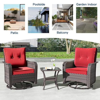 Ensemble de meubles de patio 3 pièces Kullavik, chaises pivotantes à bascule pour l'extérieur