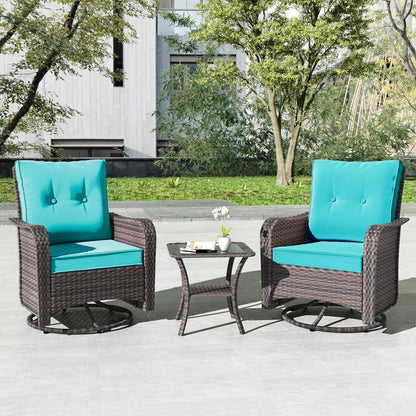 Ensemble de meubles de patio 3 pièces Kullavik, chaises pivotantes à bascule pour l'extérieur