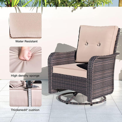 Ensemble de meubles de patio 3 pièces Kullavik, chaises pivotantes à bascule pour l'extérieur
