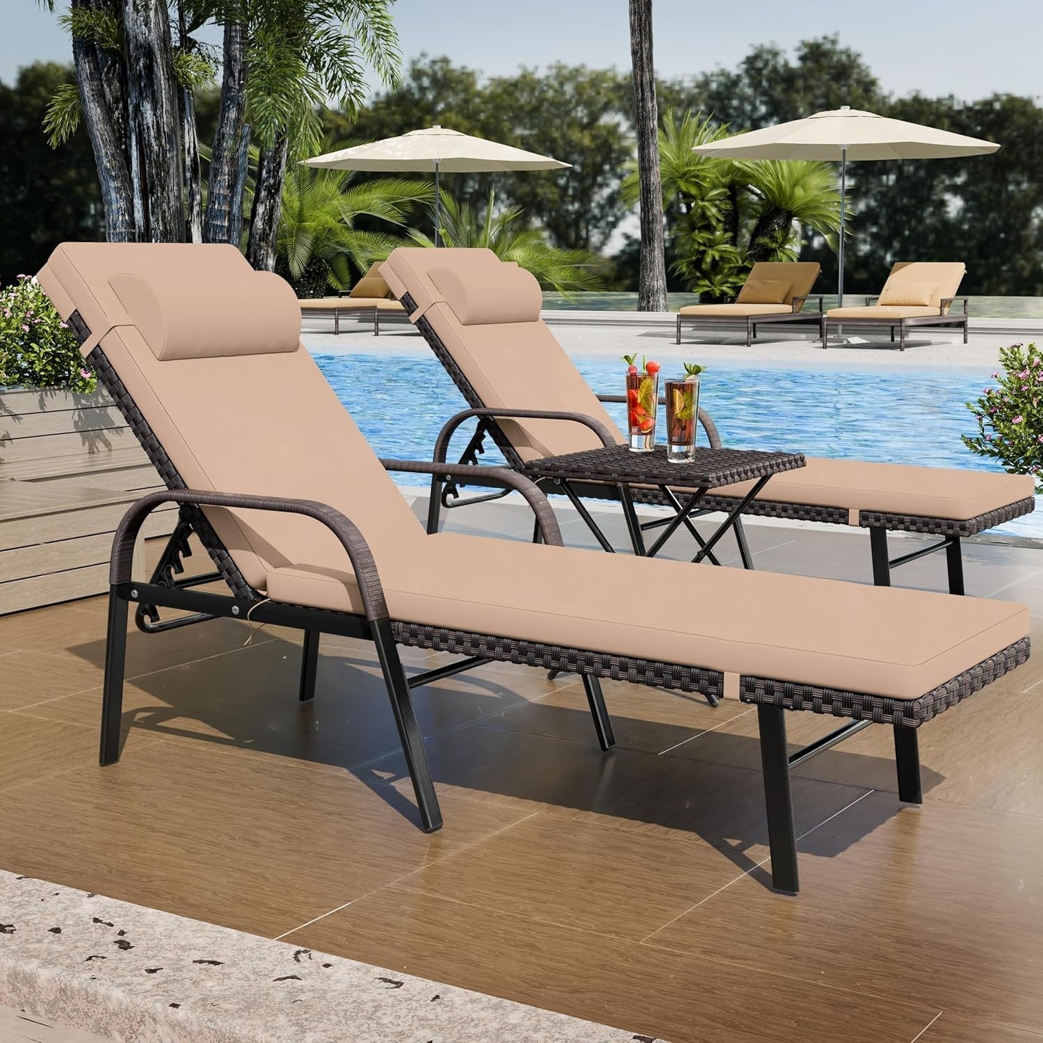 Ensemble de chaises longues d'extérieur 3 pièces Kullavik