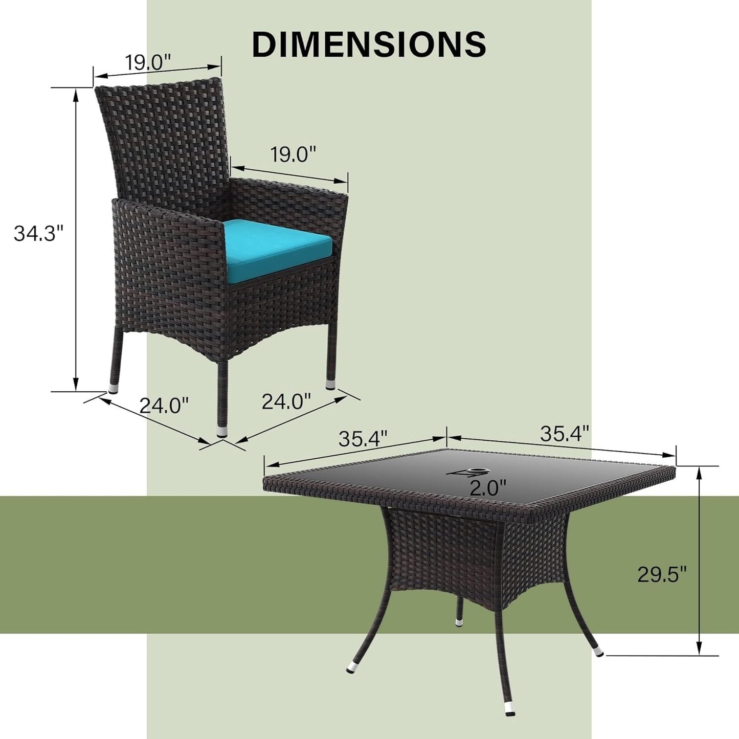 Ensemble de salle à manger d'extérieur Kullavik, table et chaises en rotin