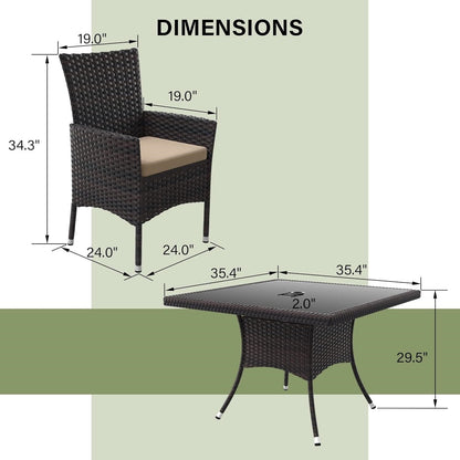Ensemble de salle à manger d'extérieur Kullavik, table et chaises en rotin