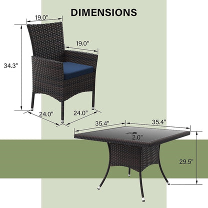 Ensemble de salle à manger d'extérieur Kullavik, table et chaises en rotin