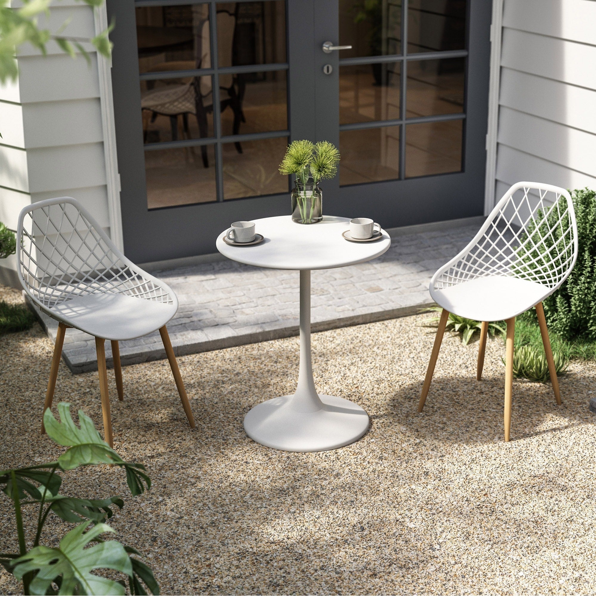 Ensemble bistrot Kurv 3 pièces, résistant aux intempéries, intérieur/extérieur