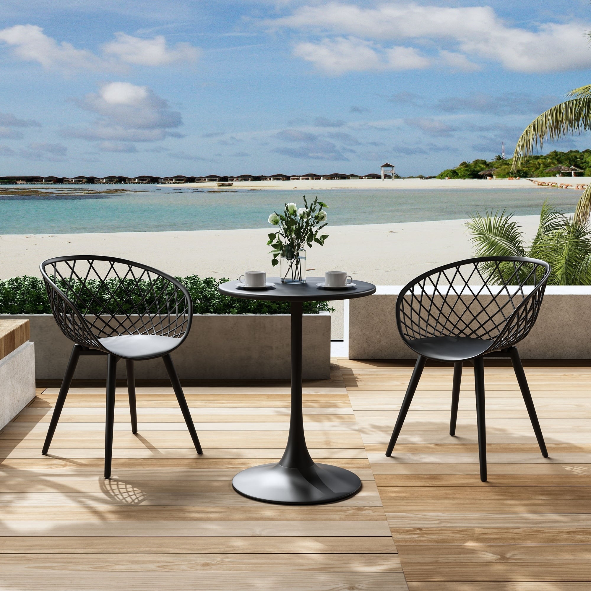 Ensemble bistrot luxueux Kurv 3 pièces, résistant aux intempéries, intérieur/extérieur