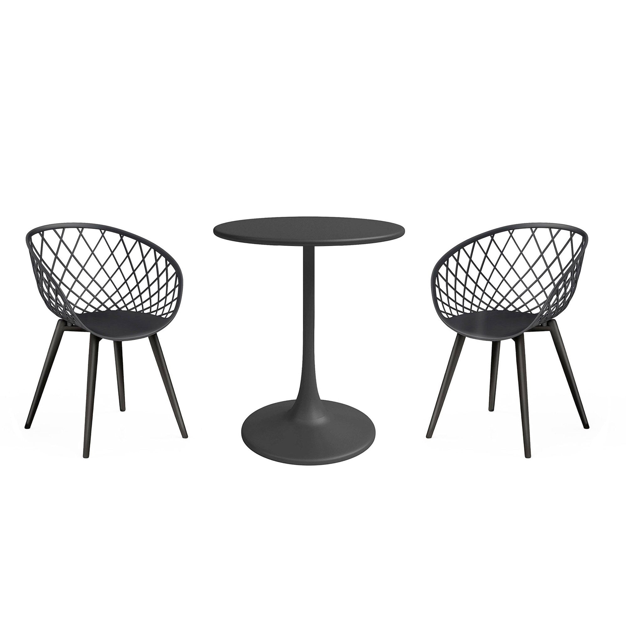 Ensemble bistrot luxueux Kurv 3 pièces, résistant aux intempéries, intérieur/extérieur
