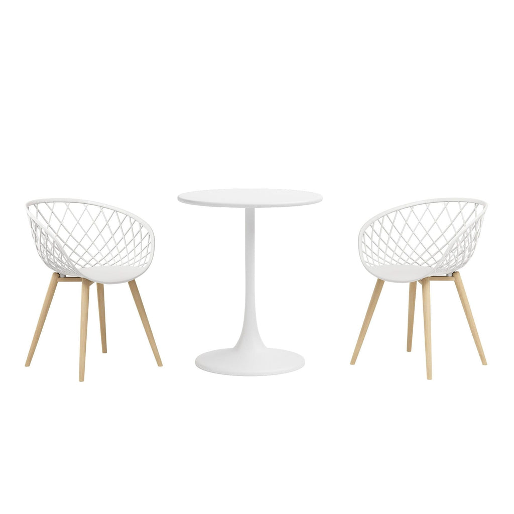 Ensemble bistrot luxueux Kurv 3 pièces, résistant aux intempéries, intérieur/extérieur