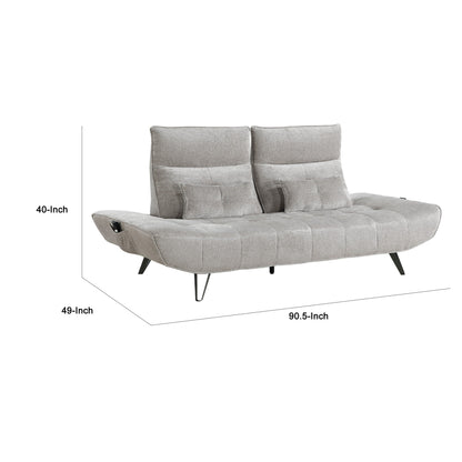 Canapé inclinable électrique à profondeur réglable Kyan, coussins en chenille gris clair