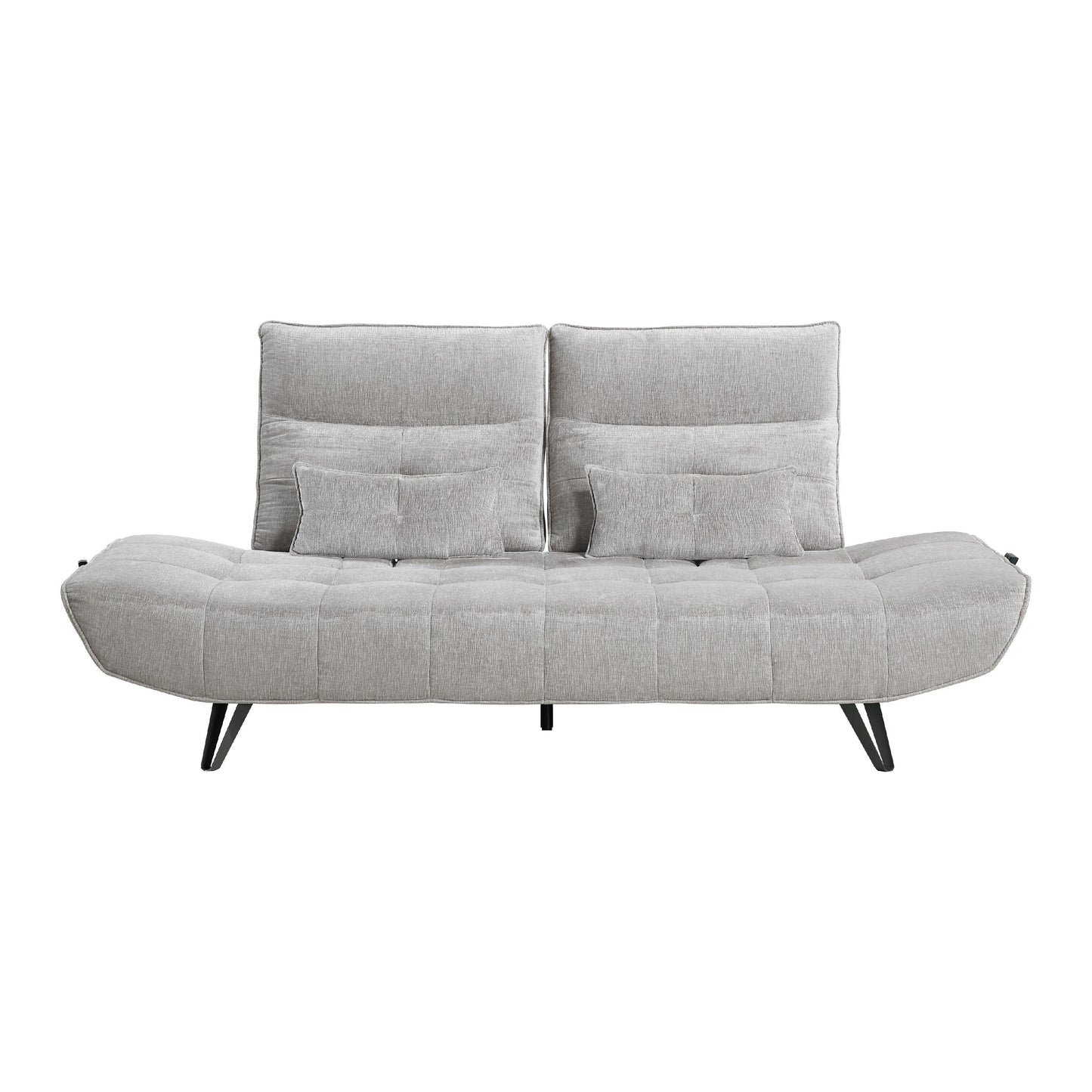 Canapé inclinable électrique à profondeur réglable Kyan, coussins en chenille gris clair