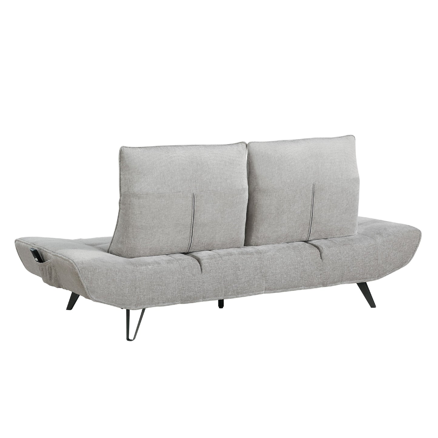 Canapé inclinable électrique à profondeur réglable Kyan, coussins en chenille gris clair