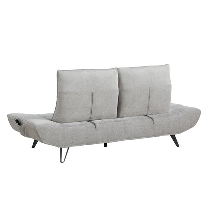 Canapé inclinable électrique à profondeur réglable Kyan, coussins en chenille gris clair