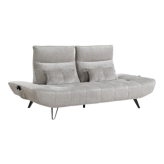 Canapé inclinable électrique à profondeur réglable Kyan, coussins en chenille gris clair