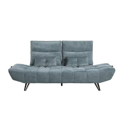 Canapé inclinable électrique réglable en profondeur Kyan, 2 coussins, chenille bleue