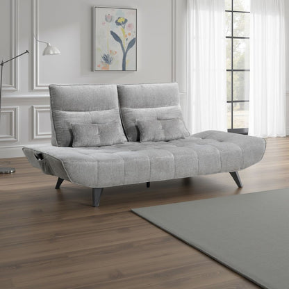 Canapé inclinable électrique réglable en profondeur Kyan, 2 coussins, chenille grise