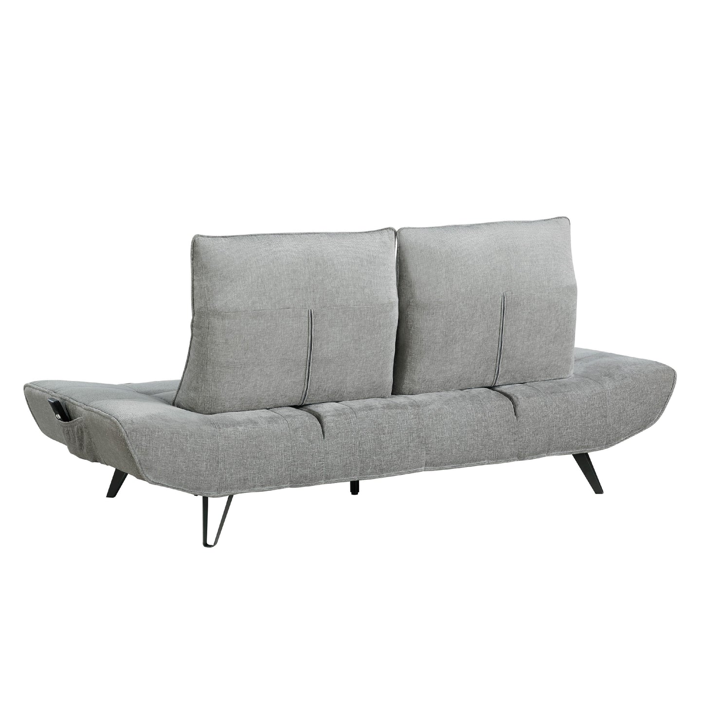 Canapé inclinable électrique réglable en profondeur Kyan, 2 coussins, chenille grise
