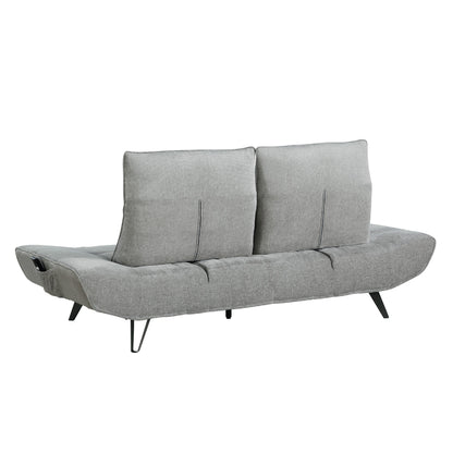 Canapé inclinable électrique réglable en profondeur Kyan, 2 coussins, chenille grise