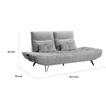 Canapé inclinable électrique réglable en profondeur Kyan, 2 coussins, chenille grise