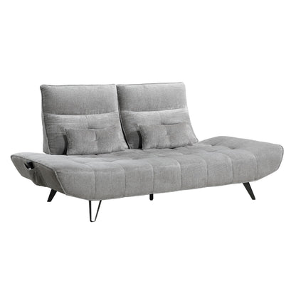 Canapé inclinable électrique réglable en profondeur Kyan, 2 coussins, chenille grise
