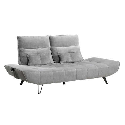 Canapé inclinable électrique réglable en profondeur Kyan, 2 coussins, chenille grise