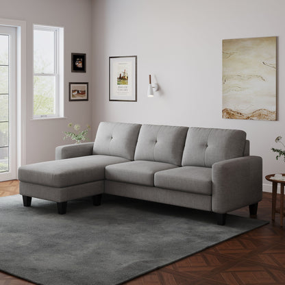 Canapé en L pour petits espaces - Canapé d'angle avec pouf