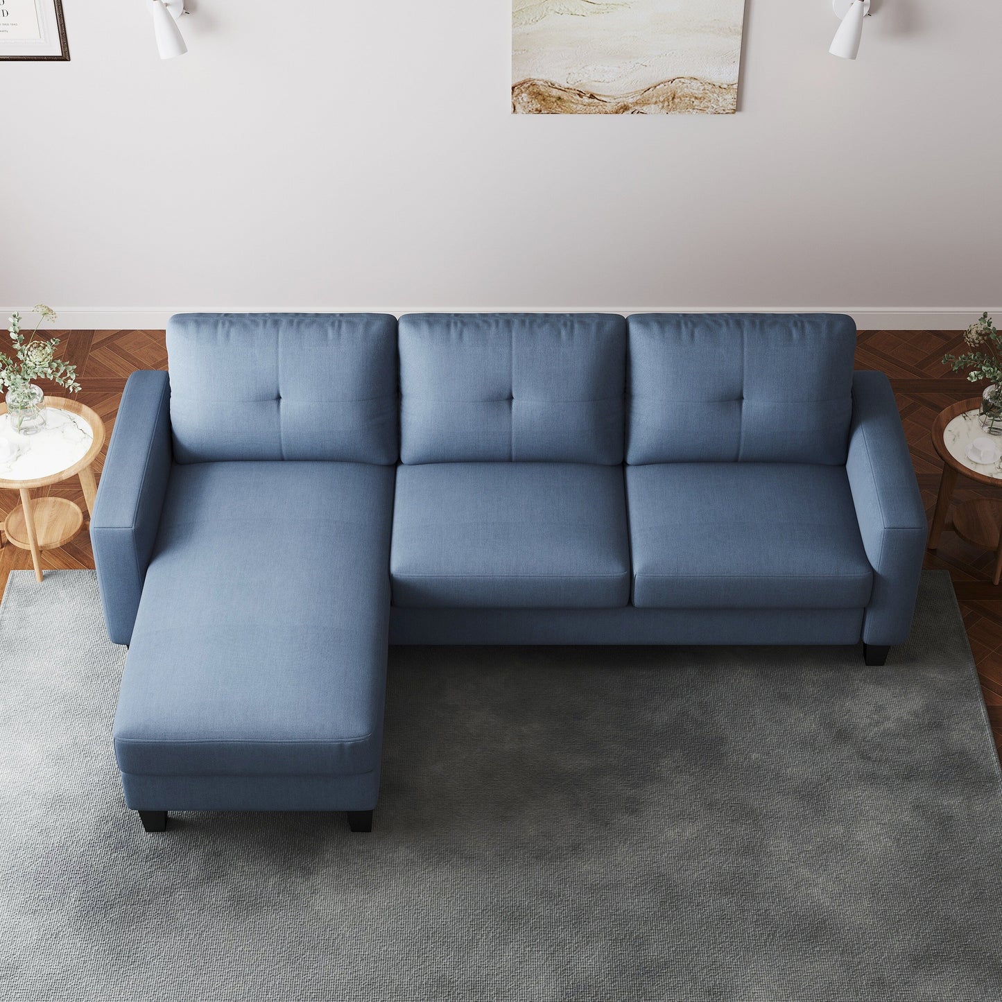 Canapé en L pour petits espaces - Canapé d'angle avec pouf