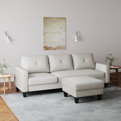Canapé en L pour petits espaces - Canapé d'angle avec pouf
