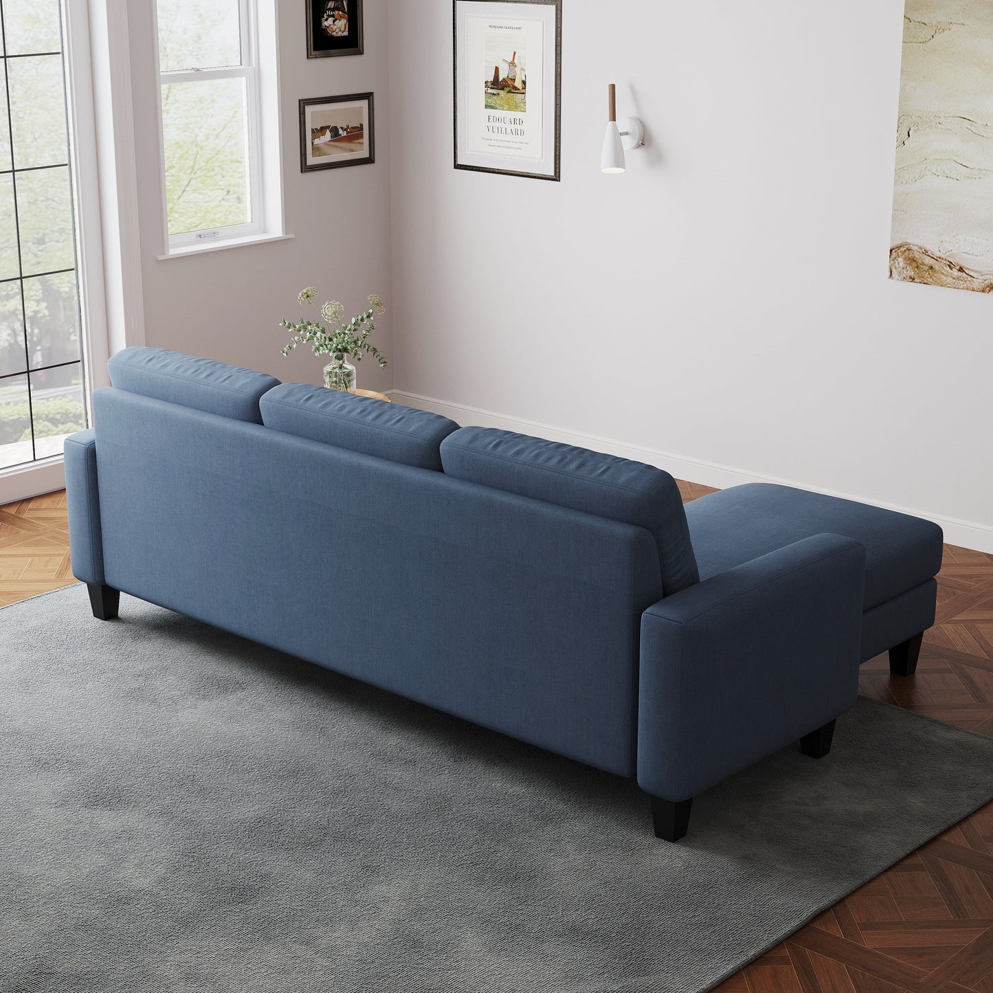 Canapé en L pour petits espaces - Canapé d'angle avec pouf