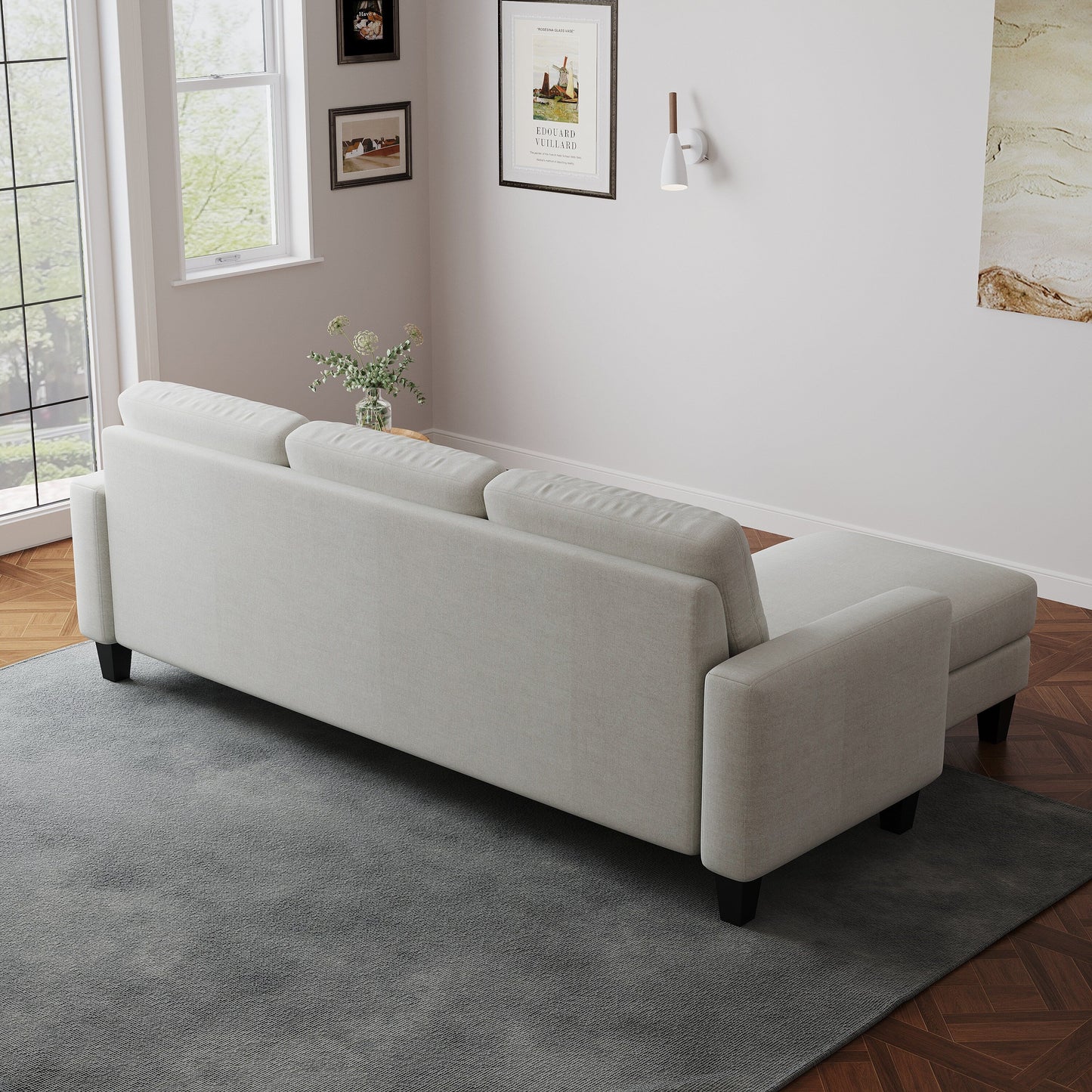 Canapé en L pour petits espaces - Canapé d'angle avec pouf