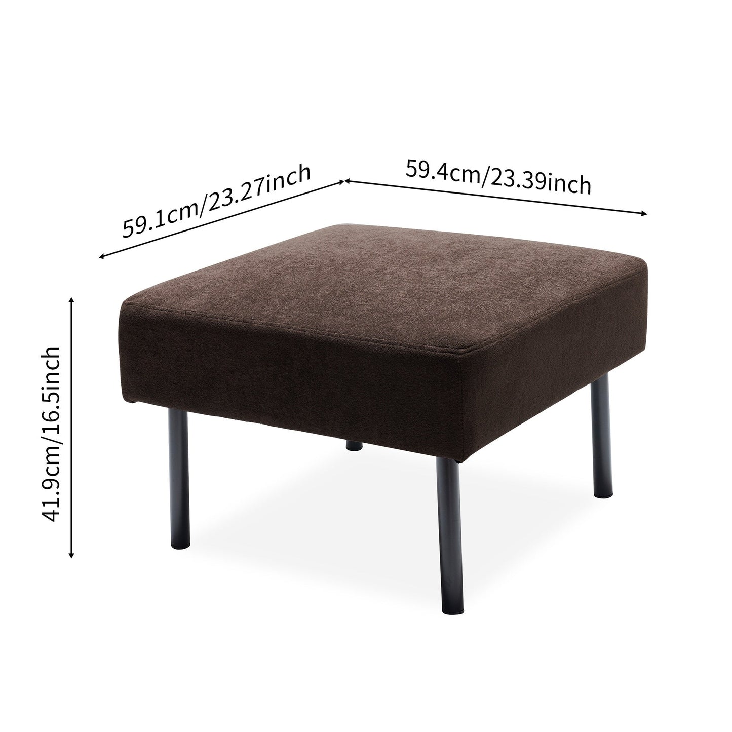 Canapé 2 places en L avec pouf, canapé causeuse moderne en tissu polyester, petit canapé confortable pour petit espace