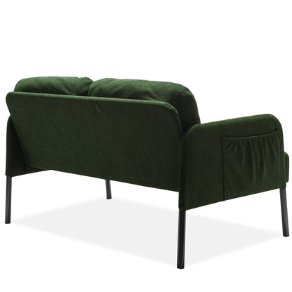 Canapé 2 places en L avec pouf, canapé causeuse moderne en tissu polyester, petit canapé confortable pour petit espace