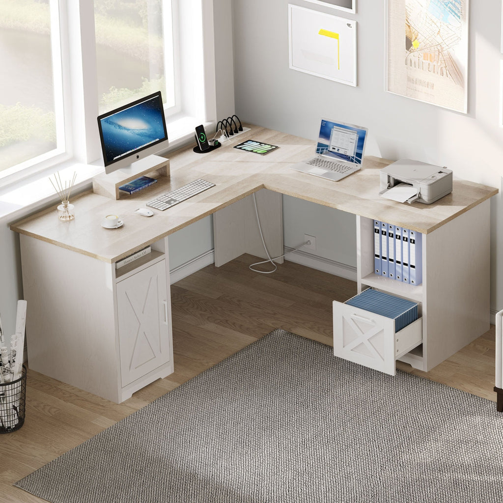Bureau de jeu en L Moasis de 59 pouces avec support pour écran