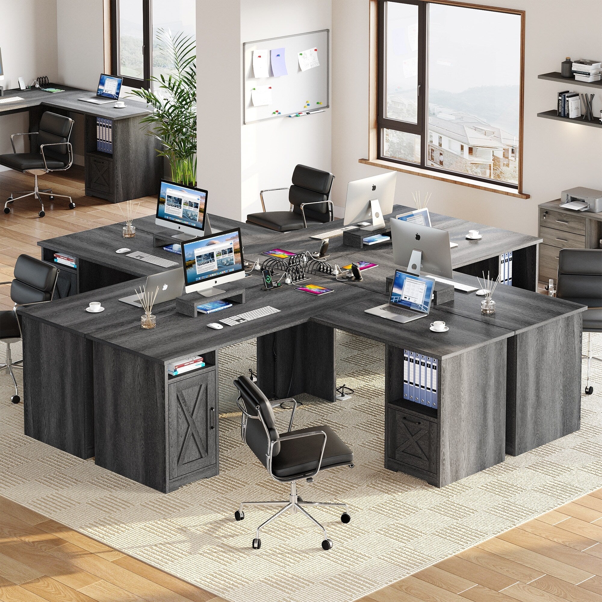 Bureau de jeu en L Moasis de 59 pouces avec support pour écran
