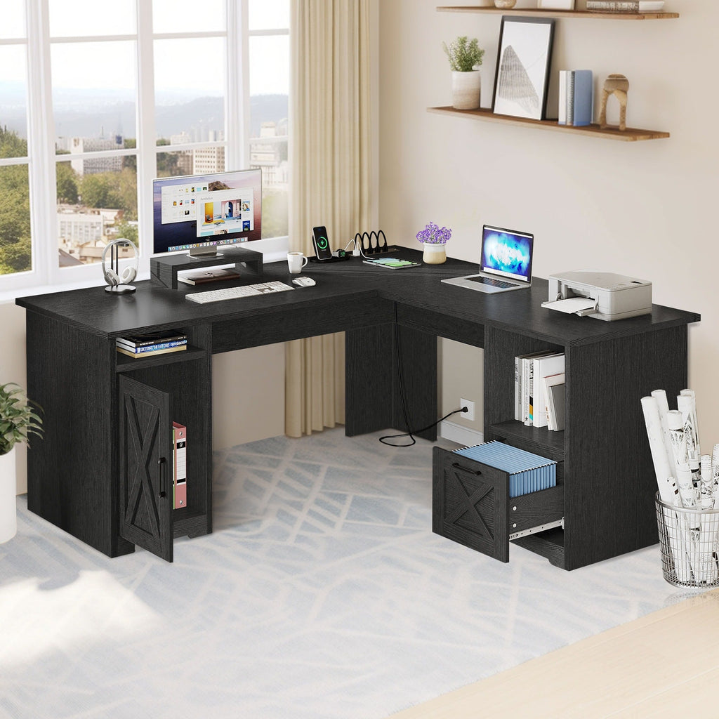 Bureau de jeu en L Moasis de 59 pouces avec support pour écran