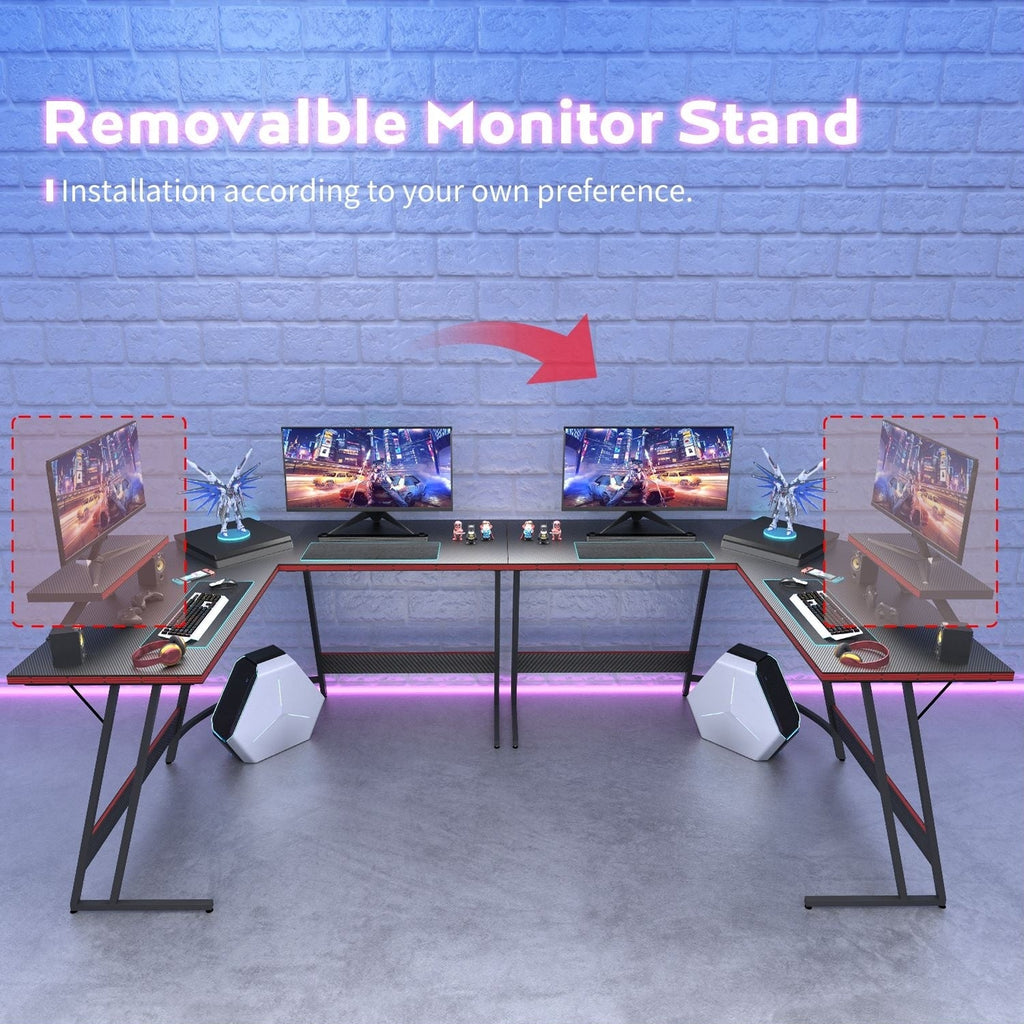 Bureau de jeu en L Homall, bureau d'angle pour ordinateur, bureau d'écriture