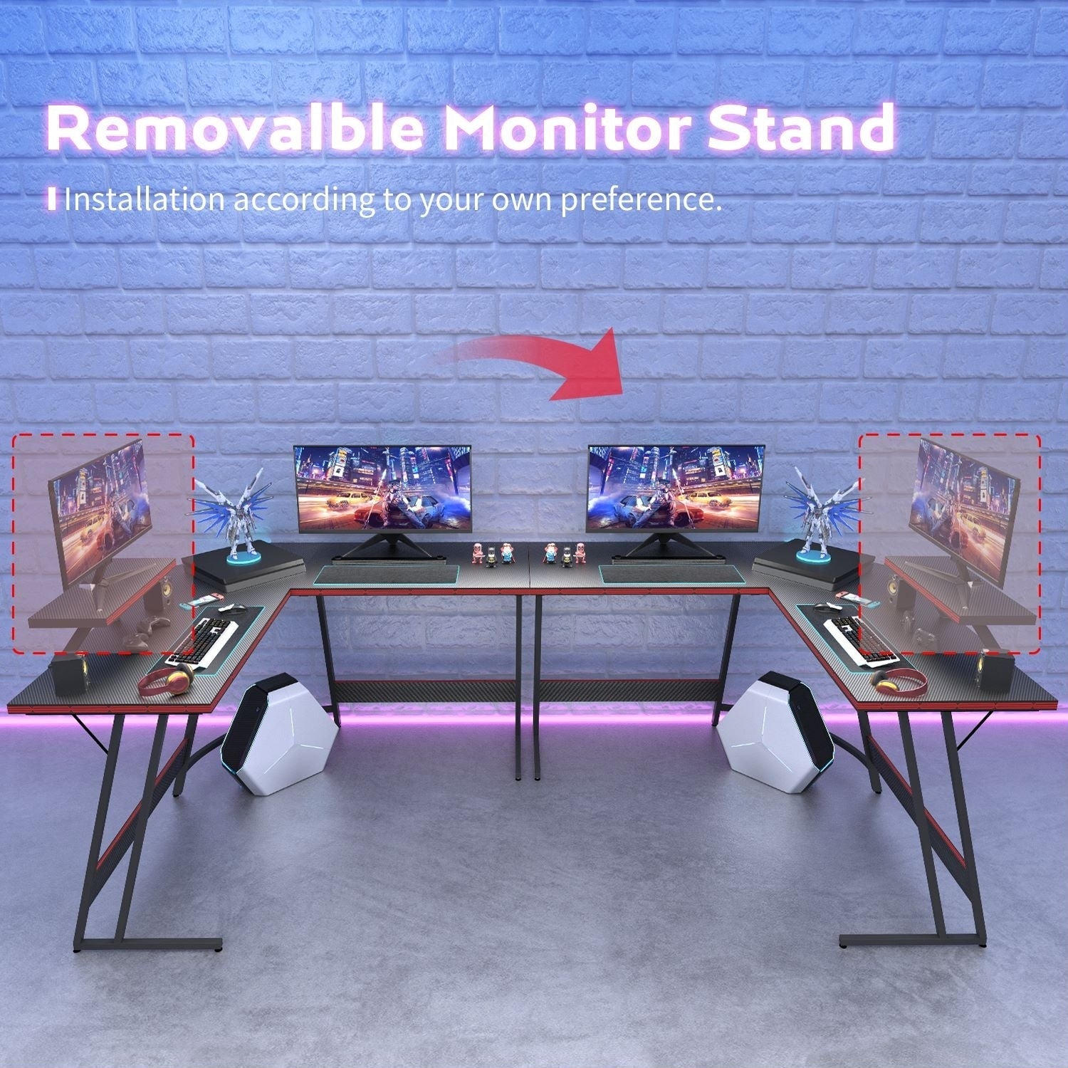 Bureau de jeu en L Homall, bureau d'angle pour ordinateur, bureau d'écriture