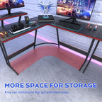 Bureau de jeu en L Homall, bureau d'angle pour ordinateur, bureau d'écriture