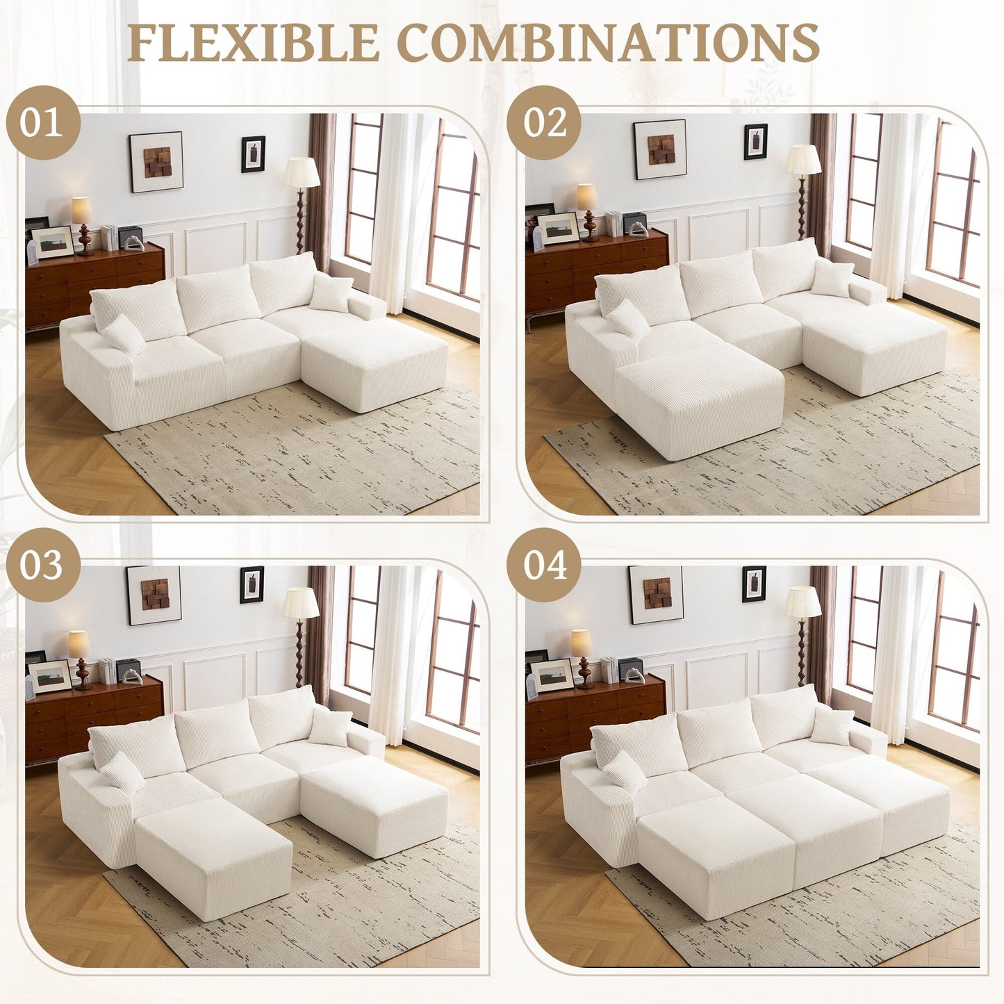 Canapé sectionnel en L, canapé modulaire ultra-doux à assise profonde