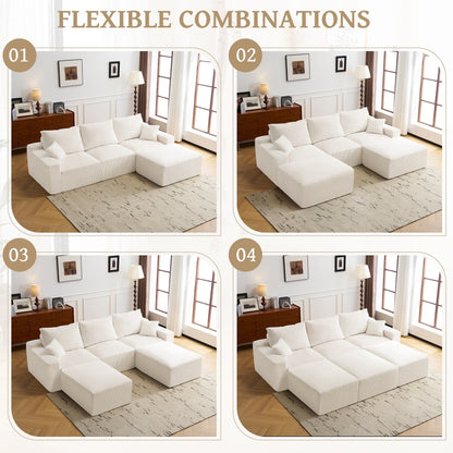 Canapé sectionnel en L, canapé modulaire ultra-doux à assise profonde