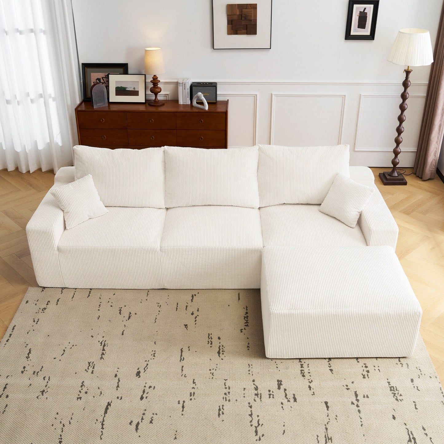 Canapé sectionnel en L, canapé modulaire ultra-doux à assise profonde
