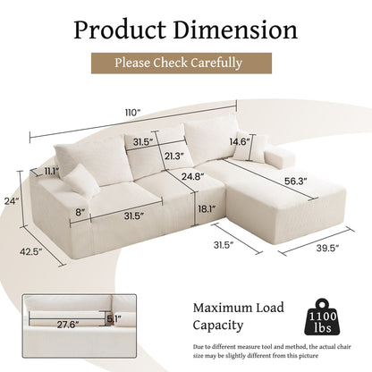 Canapé sectionnel en L, canapé modulaire ultra-doux à assise profonde