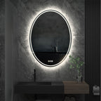Miroir de salle de bain mural antibuée ovale tactile rétroéclairé par LED