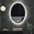 Miroir de salle de bain mural antibuée ovale tactile rétroéclairé par LED