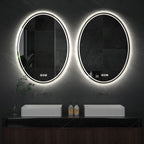 Miroir de salle de bain mural antibuée ovale tactile rétroéclairé par LED