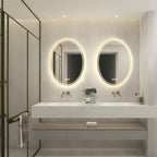 Miroir de salle de bain mural antibuée ovale tactile rétroéclairé par LED